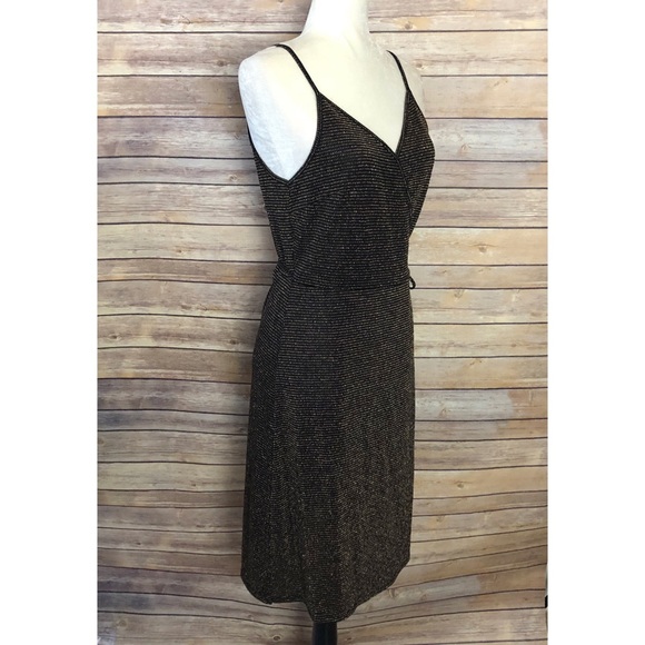 Ten Sixty Sherman Gold Metallic Wrap Dress - Picture 4 of 6